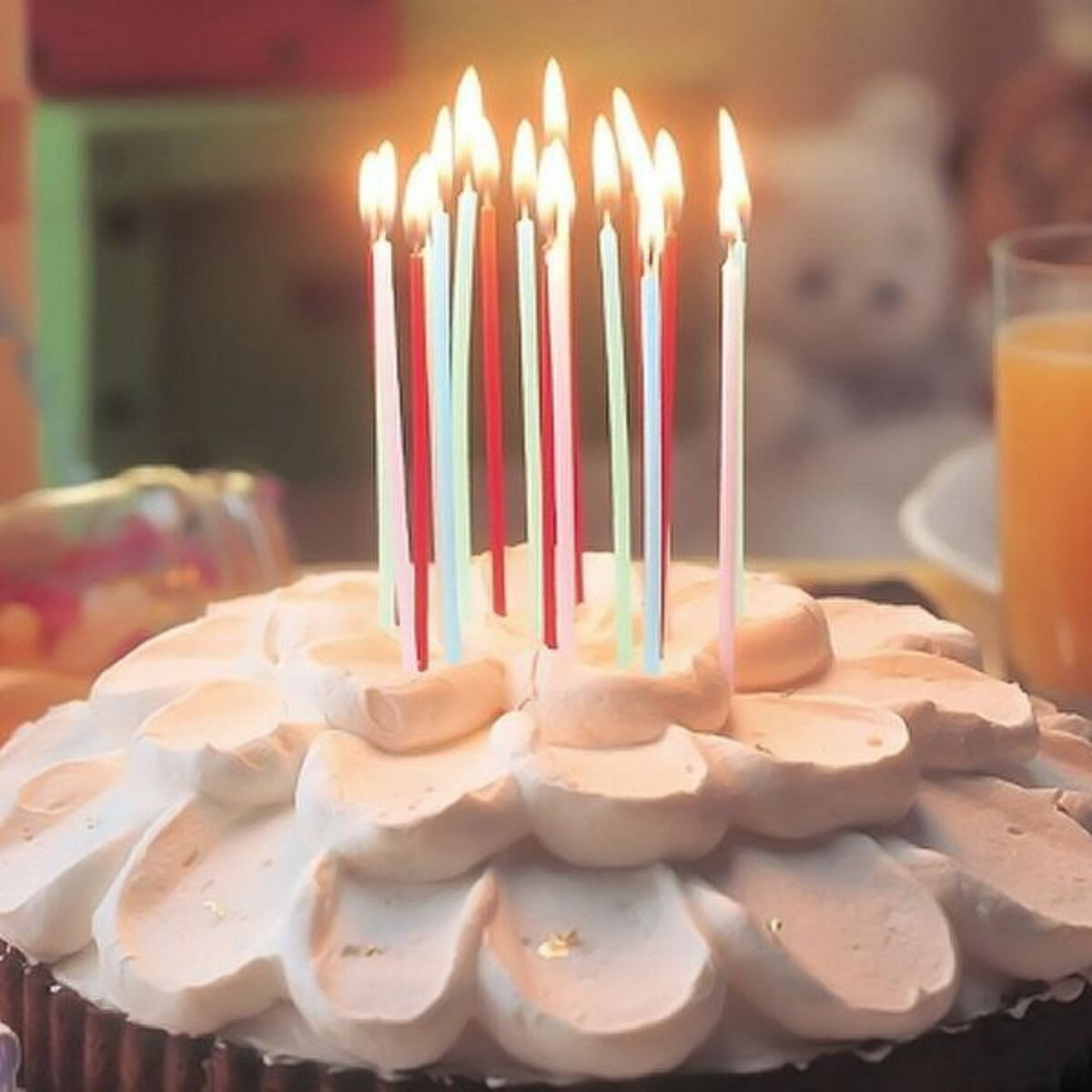 キャンドル パーティーキャンドル 12cmミニスリムシルバー巻きパステル レモン （ ローソク ろうそく ケーキ用 ケーキキャンドル シンプル 細長い 細い ロング 黄色 イエロー ピンク 赤 青 飾り付け 飾り パーティーグッズ ）