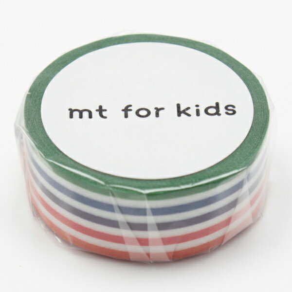 マスキングテープ mt for kids カラフル ボーダー 幅15mm （ カモ井加工紙 マステ 和紙テープ エムティー ラッピング デコレーション コラージュ ラッピングテープ ボーダー カラフル ミニサイズ キッズ 日本製 ） 3