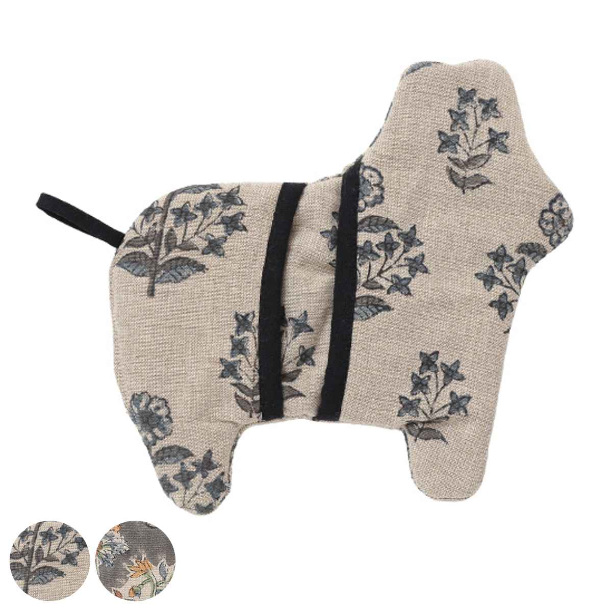 鍋掴み シャンブレーブロックプリント ポニー ミトン （ 鍋つかみ キッチンミトン オーブンミット レンジミトン 馬 キッチングローブ なべつかみ 鍋蓋つかみ 左右兼用 分厚い かわいい キッチンファブリック インテリア ）