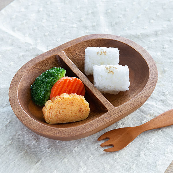 ランチプレート 18cm 木 SoliD. 食器 食洗機対応 ( お皿 仕切り皿 木製 北欧 子供用食器 仕切り 皿 ベビー食器 割れにくい すくいやすい マホ...