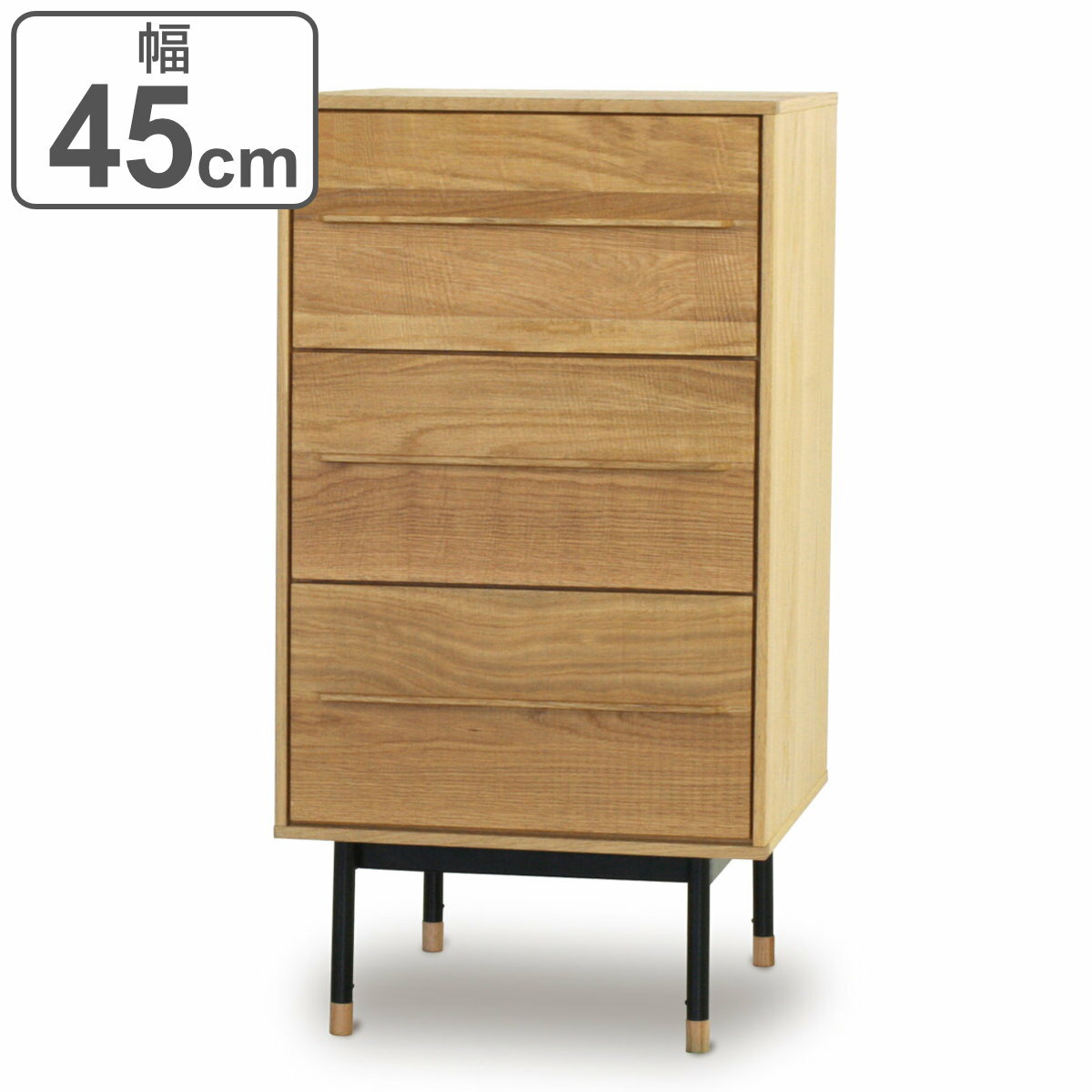 サイドチェスト 3段 ヴィンテージ調 オーク無垢材 鋸目デザイン 幅45cm （ 開梱設置 チェスト 引き出し..