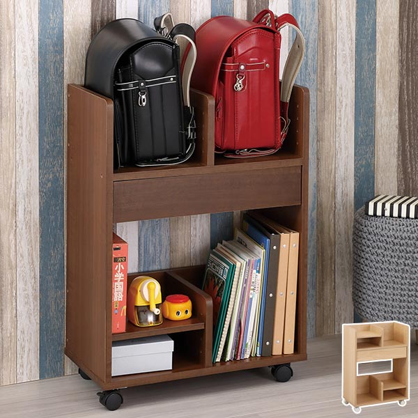 ランドセルラック 幅55cm 収納 ワゴン 引き出し付き キャスター付き （ 送料無料 ラック 収納ラック リビングラック ランドセルワゴン 整理整頓 お片づけ 子ども 子供 部屋 リビング 引き出し ）