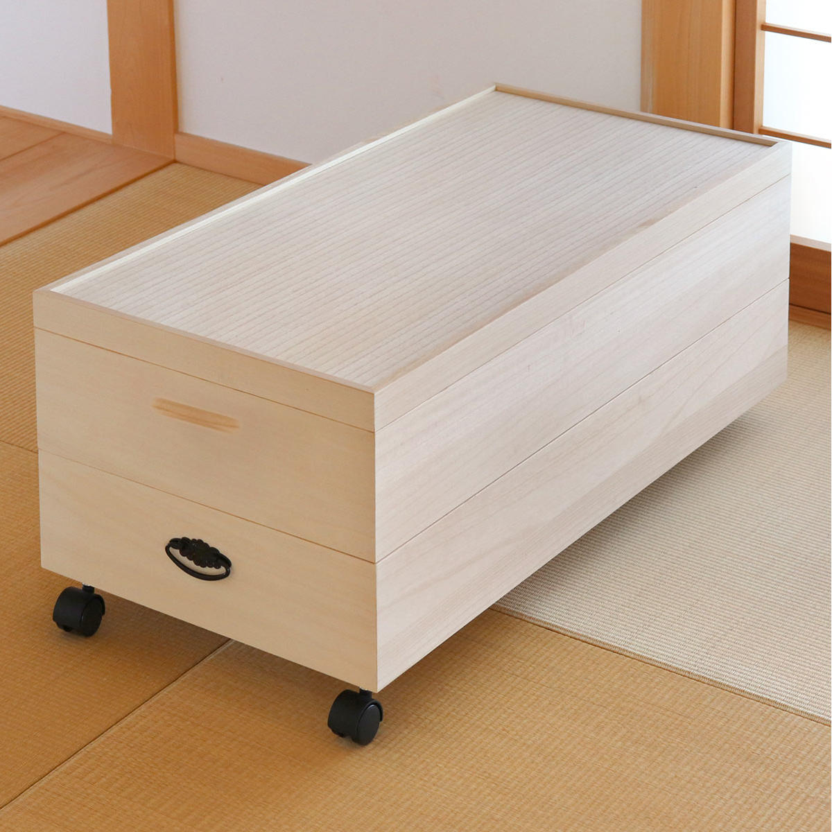 総桐衣裳ケース 桐衣装箱 2段 キャスター付き 91cm （ 送料無料 桐製 収納ケース 着物収納 総桐 衣裳ケース 桐 衣装ケース キャスター付 桐たんす 桐ダンス 桐箪笥 着物 収納 桐箱 ）