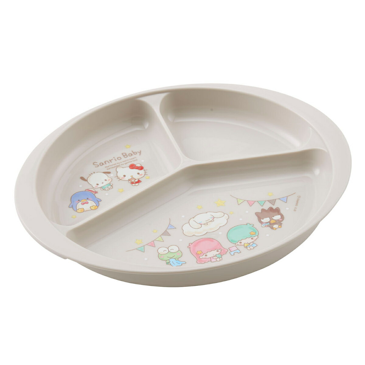 ランチプレート 25cm サンリオ プラスチック （ 食洗機対応 電子レンジ対応 仕切り皿 子ども用食器 煮沸食毒対応 電子レンジ食毒対応 抗菌加工 仕切り付き プラスチック製 軽い 割れにくい 子ども キャラクター ）のサムネイル