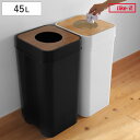 ゴミ箱 45L マルチパーパスビン 木蓋 リバーシブル ( ごみ箱 45リットル サークルオープンタイプ シンプル ホワイト 木目 ふた付き 大容量 袋が見えない 天然木 角型 分別 インテリア ライクイット おしゃれ )