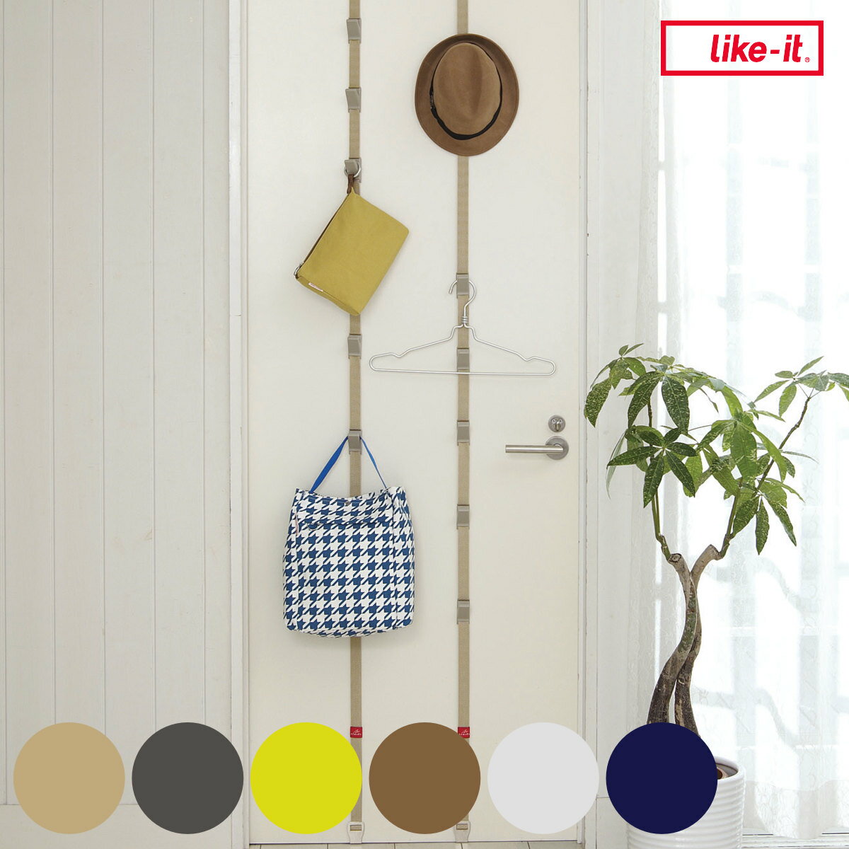 ドアフック 6連 ロング ハンガーフック ドアハンガー 日本製 ( 収納 フック 吊り下げ 扉 ドア 扉収納 クローゼット収納 ベルト ハンガー 壁面収納 コー...