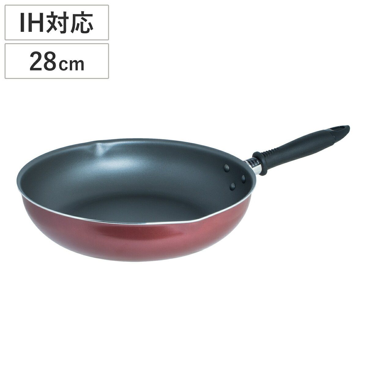 マルチパン 28cm IH対応 IHフッ軽マルチパン フライパン （ ガス火対応 深型フライパン 炒め鍋 アルミ製 ふっ素樹脂加工 軽い アルミフライパン いため鍋 28センチ フッ素コーティング 注ぎ口 両口 軽量 調理器具 家庭用 ）