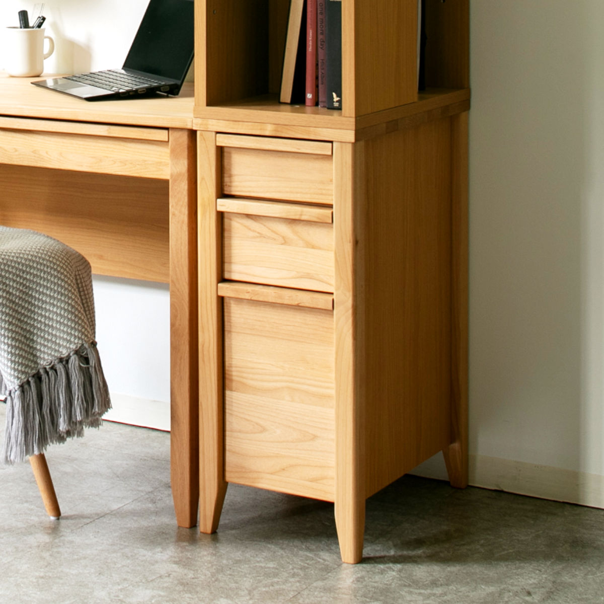 サイドチェスト 幅30cm 学習机 トライA専用 （ デスク横 引き出し 3段 収納 木製 天然木 リビング スリム コンパクト 完成品 脚付き 整理 整頓 学習教材 デスク サイド スリムチェストおしゃれ デスクワゴン ）