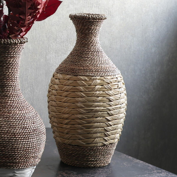 花びん フラワーベース ヘタ ラタン 直径21×高さ48cm （ 送料無料 籐 インテリア オブジェ ...