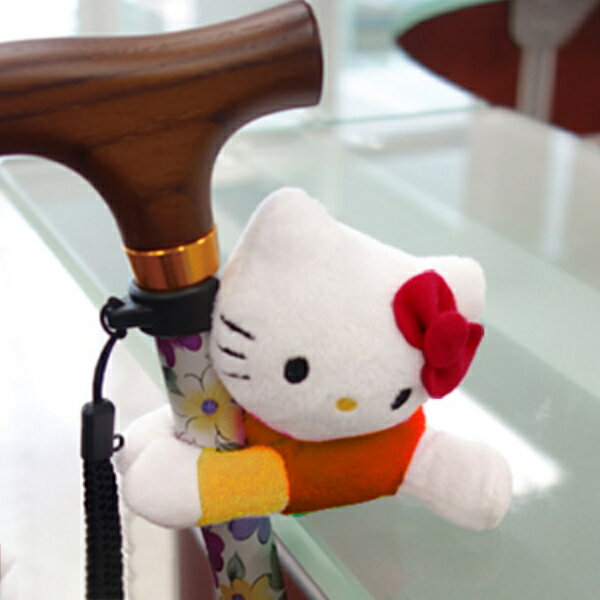 杖ホルダー おでかけマスコット ハローキティ キャラクター （ 杖 ステッキ 杖転倒防止 目印 キティ 歩行補助 ステッキホルダー 傘ホルダー 傘フック マスコット 敬老 プレゼント ギフト アクセサリー ）のサムネイル
