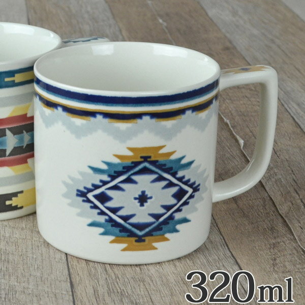 マグカップ 320ml ウィークエンド ロンバス 洋食器 硬質陶器 （ マグ カップ コップ 電子レンジ対応 食洗機対応 レンジ可 オーブン対応 レトロ オシャレ ネイティブ柄 食洗機可 電子レンジ可 ）