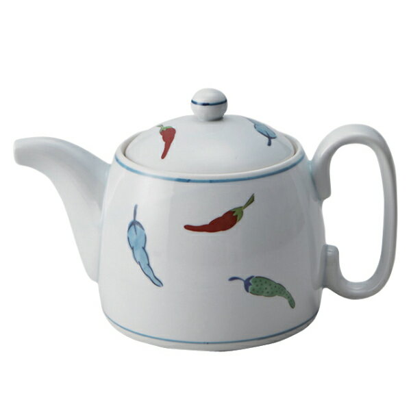 急須 400ml 赤絵唐辛子 ポット ティーポット お茶ポット 磁器 （ 食洗機対応 電子レンジ対応 後手型急..