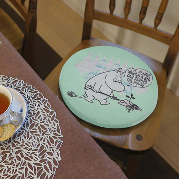 座布団 ムーミン シートパッド クッション チェアパッド （ チェア パッド 低反発 丸型 チェアクッション シートクッション インテリア 車内 カー用品 ダイニングチェア 滑り止め 直径35cm MOOMIN ）