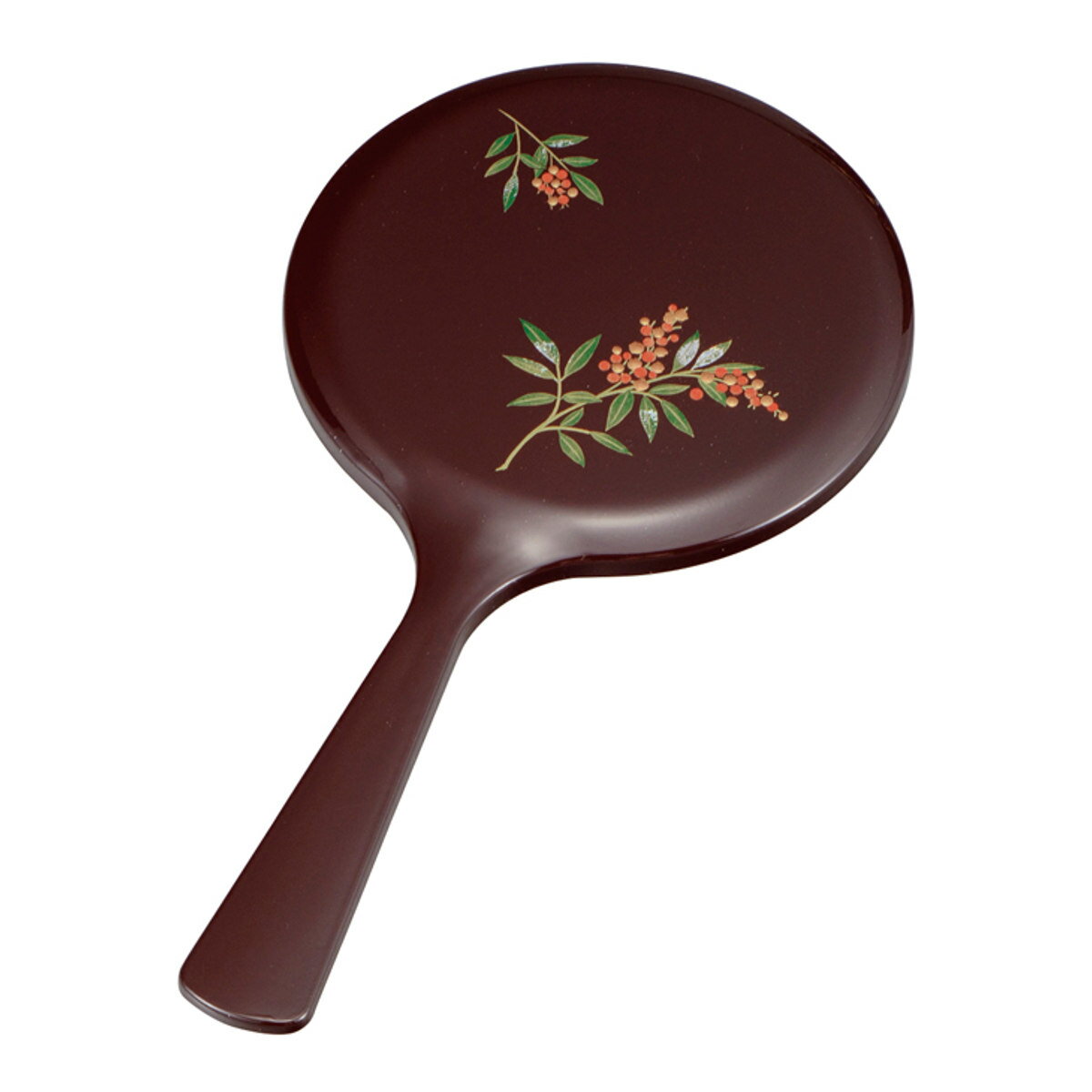 手鏡 雅手鏡 小 南天 山中塗 和風 （ 和柄 ミラー かがみ 鏡 ハンドミラー 山中漆器 蒔絵 漆芸 縁起物 コンパクト 小さい かわいい 身だしなみ インテリア小物 メイク直し メイク鏡 インテリア ）