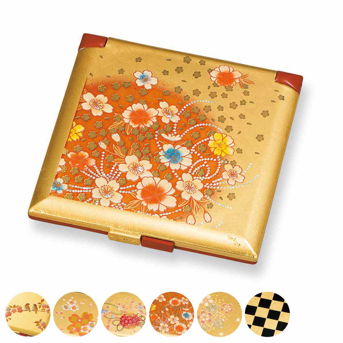 コンパクトミラー 角コンパクトミラー 箔工芸 山中塗 和風 （ ミラー 手鏡 コンパクト おしゃれ 折りたたみ 携帯用 小さい 小さめ 鏡 ハンドミラー かわいい 拡大鏡 持ち運び ラウンド 四角 角型 大人 レトロ 身だしなみ ）