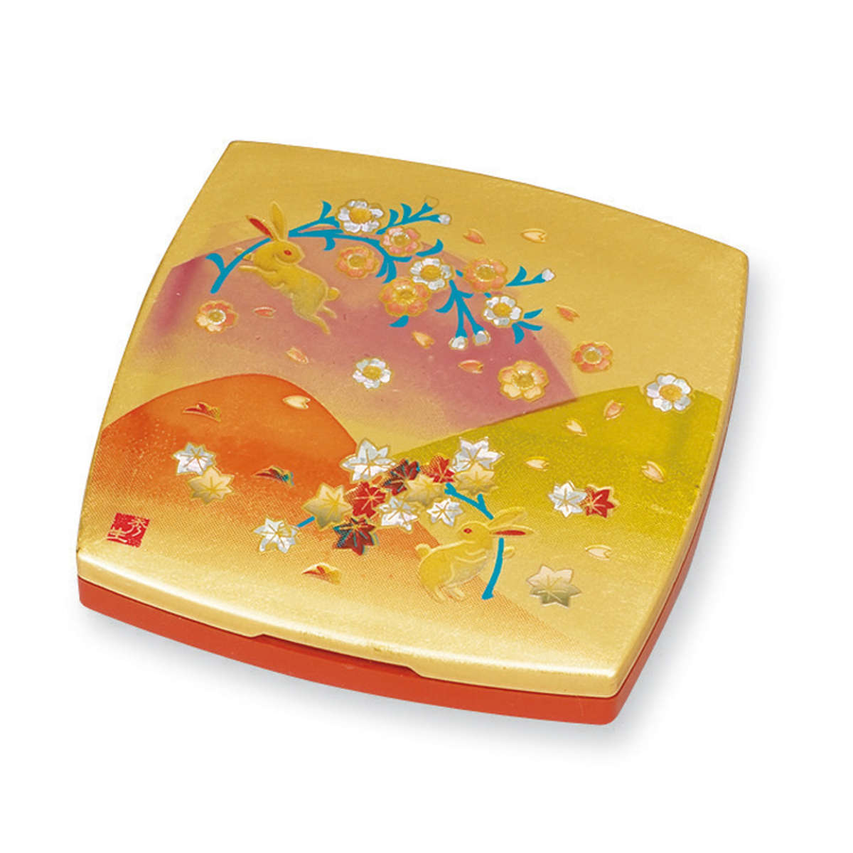 コンパクトミラー 胴張ポケットミラー 箔工芸 明日香 山中塗 和風 （ ミラー 手鏡 コンパクト おしゃれ 折りたたみ 携帯用 小さい 小さめ 鏡 ハンドミラー かわいい 拡大鏡 持ち運び ラウンド 四角 角型 大人 レトロ 身だしなみ ）