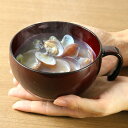 汁椀 赤溜 大 持ち手付き クリーンコート加工 480ml 大きめ 食器 山中塗 日本製 ( 電子レンジ対応 食洗機対応 和食器 割れにくい 器 うつわ お椀 ...