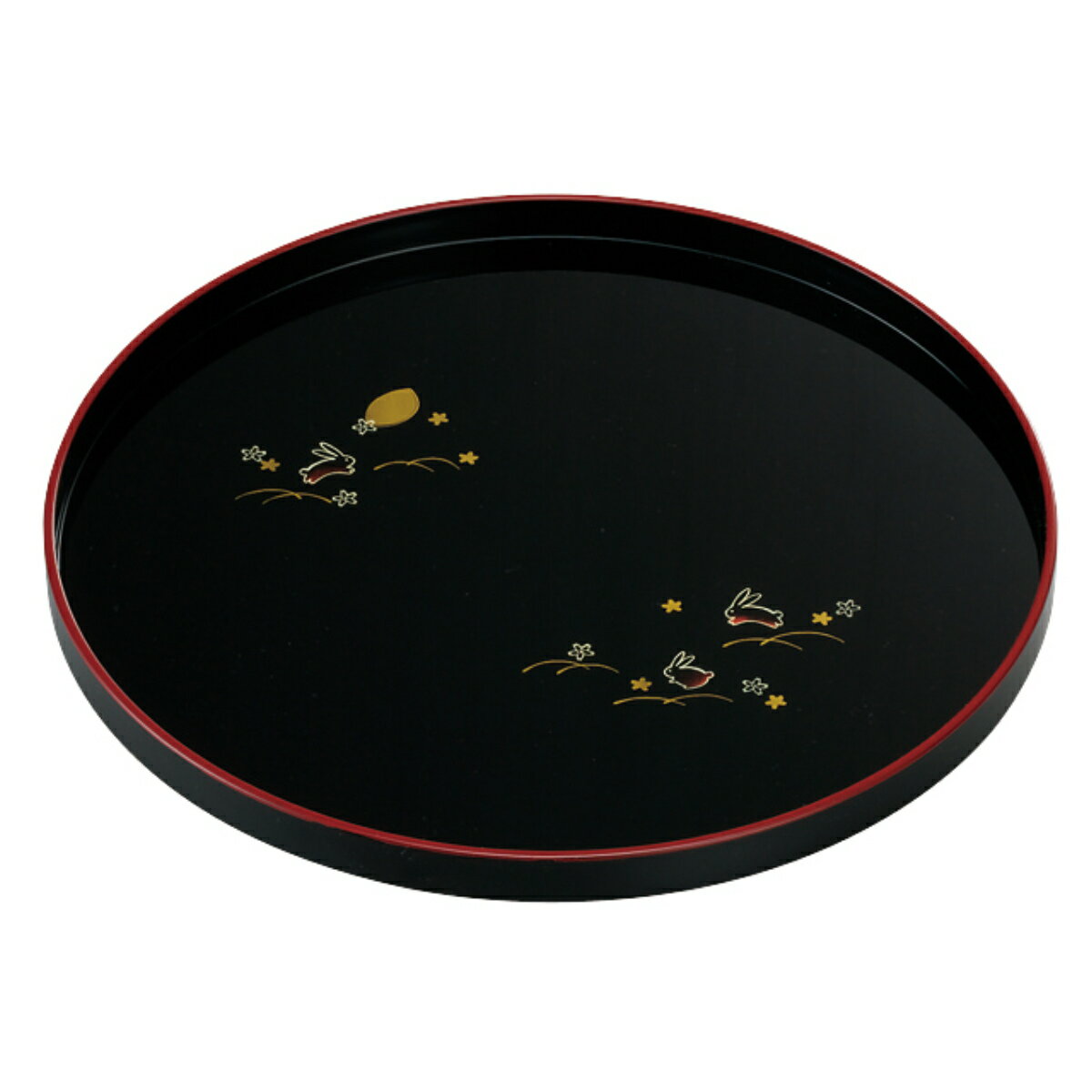 お盆 30cm 丸盆 夢うさぎ プラスチック （ トレー トレイ 丸 丸型 キッチン用品 おもてなし お茶 接客 ..