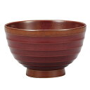 汁椀 朱 310ml 平筋木目 漆塗 プラスチック ( お椀 椀 味噌汁椀 吸物椀 器 うつわ 漆塗り 木目風 プラスチック製 軽い 割れにくい スープ 味噌汁 取り鉢 おしゃれ )