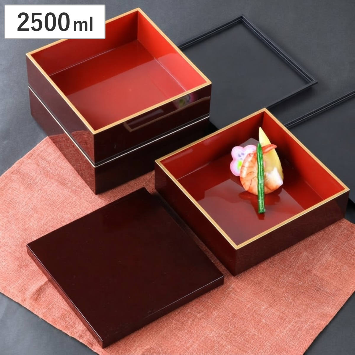 お弁当箱 5.0三段重 溜渕金 2500ml（rakuten）