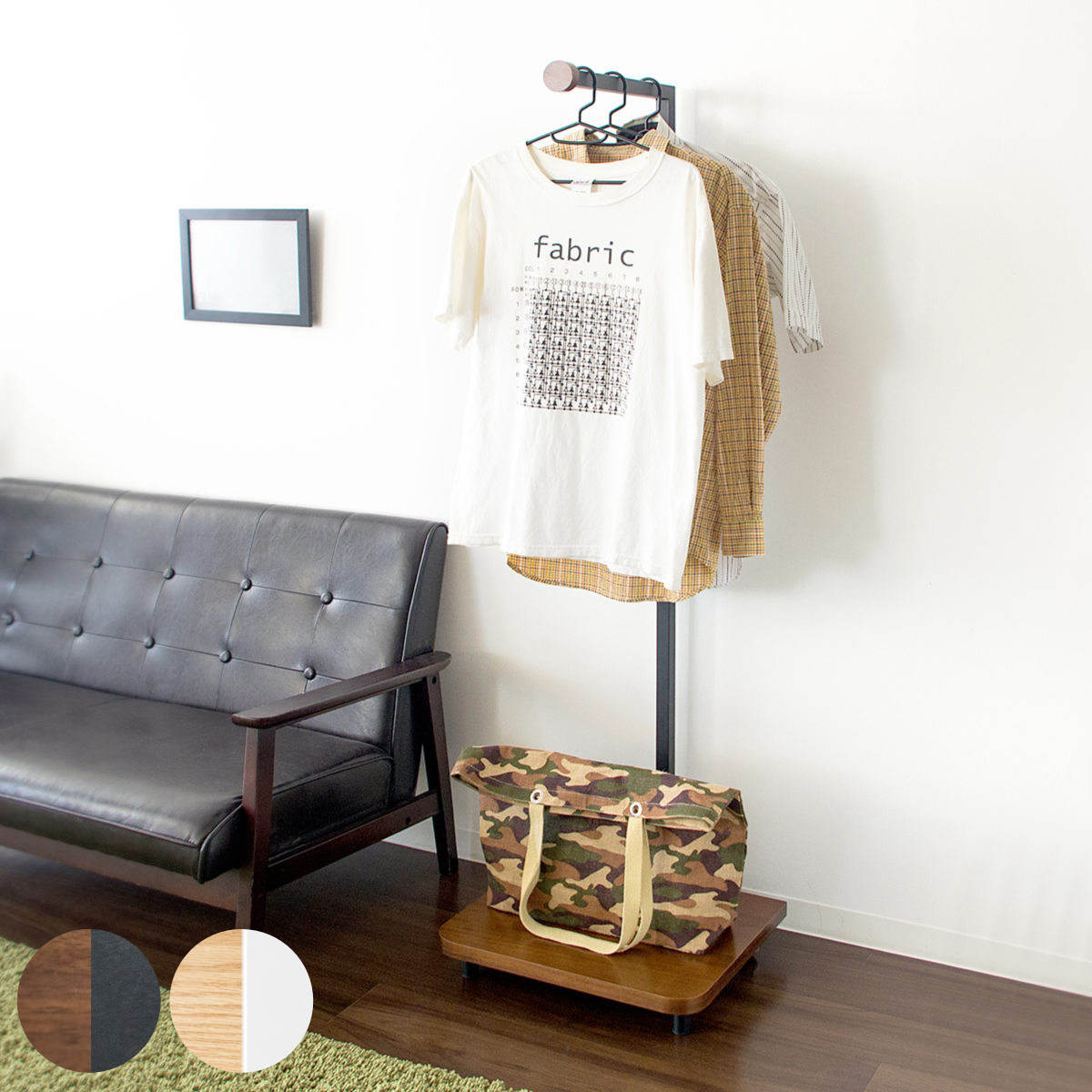 スリムハンガーラック 幅45cm L型 スチールフレーム （ ハンガーラック キャスター付き ポールハンガー コートハンガー 洋服収納 省スペース 収納 ハンガーポール コート掛け 玄関収納 ブラック ホワイト リビング収納 ）