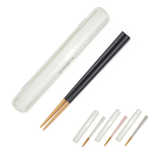 箸＆箸箱セット BENTO STORE 木製 箸 箸箱 18cm （ カトラリー お弁当用カトラリー 携帯用カトラリー ハシ はし 箸ケース 箸＆箸箱 子供 女性 レディース 滑り止め加工 クリアーケース 透明ケース 掴みやすい お弁当 ランチ ）