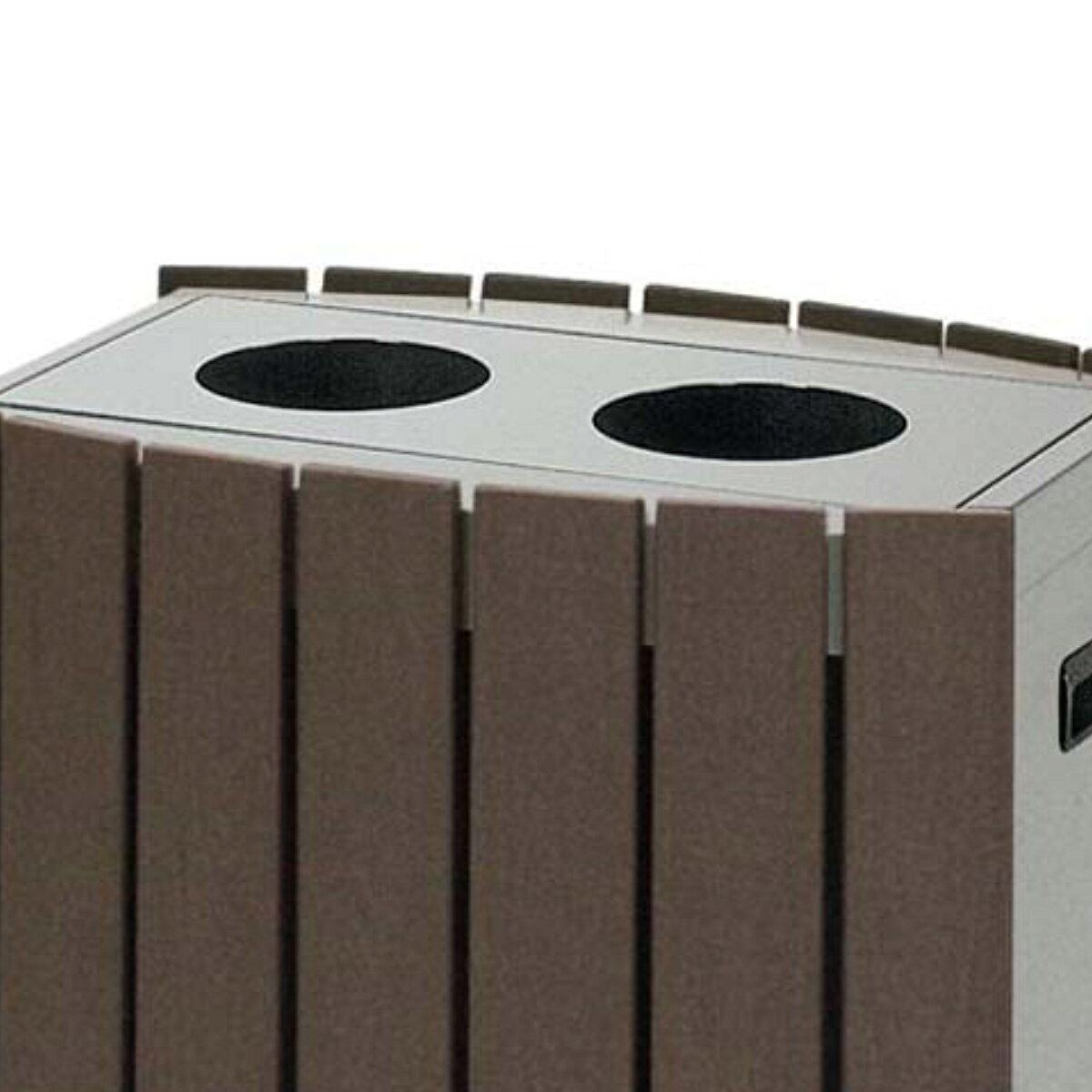 屋外用ゴミ箱 43L 丸穴 クリンボックス 業務用 ( 法人限定 業務用ダストボックス ごみ箱 木目調 おしゃれ スリム 缶 ビン 43リットル 屑入 くず入れ ゴミ箱 ペール 省スペース コンパクト ) [3]