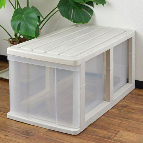 収納ケース 押入れ収納ケース ジャンボ 深型 1段 引き出し 奥行74cm ベージュ プラスチック （ 収納ボ..