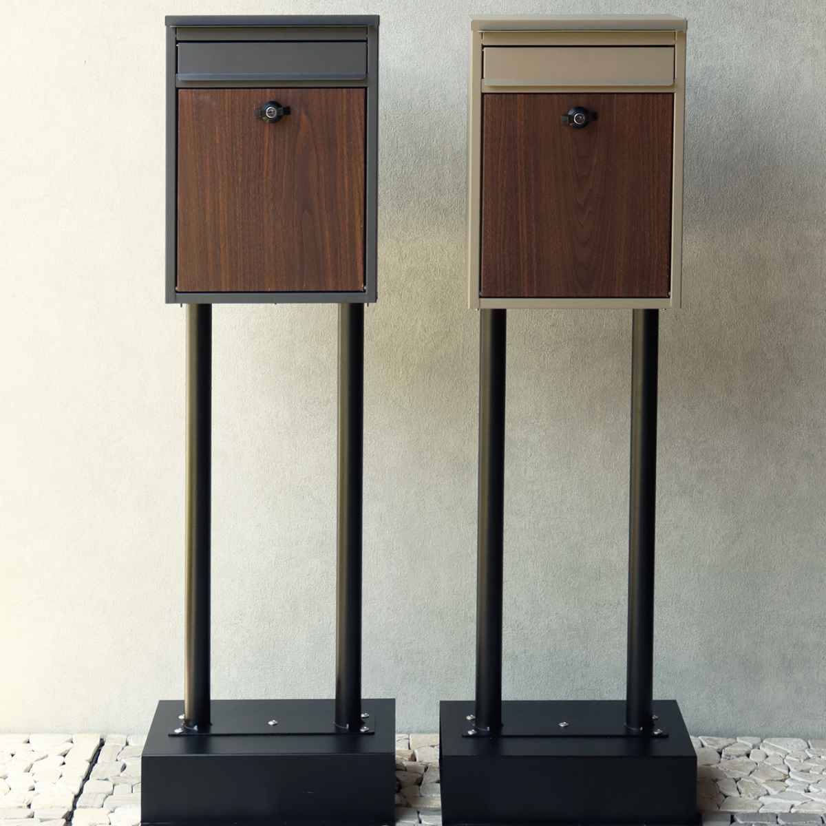 郵便ポスト スタンドポスト シャノン Shannon （ 自立式 メール便ポスト 郵便受け メールボックス スタンド型 シリンダー錠 POST スペアキー付き スタンド式 スタンド ポスト 郵便うけ スタンド式ポスト ）