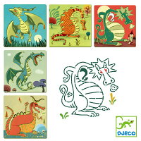 ステンシル ドラゴン 5枚 プレート おもちゃ 知育玩具 ジェコ DJECO ( 6歳 知育 お絵かき お絵かきセット 玩具 こども 6才 オモチャ キッズ ジュニア 想像力 創造性 絵 小学生 年長 )