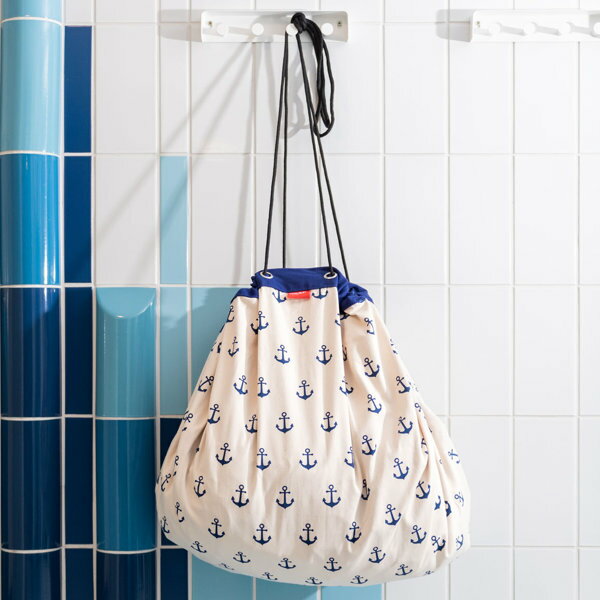 プレイマット アンカー 140cm play＆go 円形 大判 ベビー 北欧 （ 送料無料 おもちゃ 収納 ベビートイ マット プレイアンドゴー 片付け オモチャ 玩具 いかり 碇 子供 赤ちゃん 収納袋 ストレージバッグ 子供部屋 コットン ）