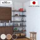 突っ張り 壁面収納ラック 幅90cm 棚板6枚 日本製 ( つっぱり棚 ラック スリム 棚 収納 壁面収納 6段 天井つっぱり 突っ張りウォールラック スチールラック 収納棚 ディスプレイ 本棚 省スペース デスク横 テレビ横 )