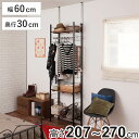 突っ張り 壁面収納 幅60×奥行30cm ハンガータイプ ( ラック 壁面 収納 突っ張りラック 突っ張りハンガーラック ウォールラック 小物掛け すき間 壁面...