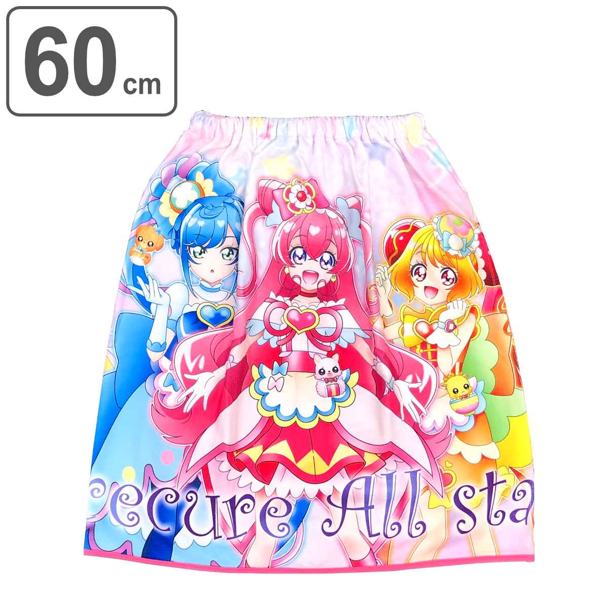 巻きタオル プリキュアオールスターズ マイクロファイバー 60×120cm （ プリキュア タオル プール ラップタオル キッズ キャラクター 巻き 吸水 速乾 マキタオル プール用タオル 海水浴 ビーチ キャラクタータオル 女の子 ）のサムネイル