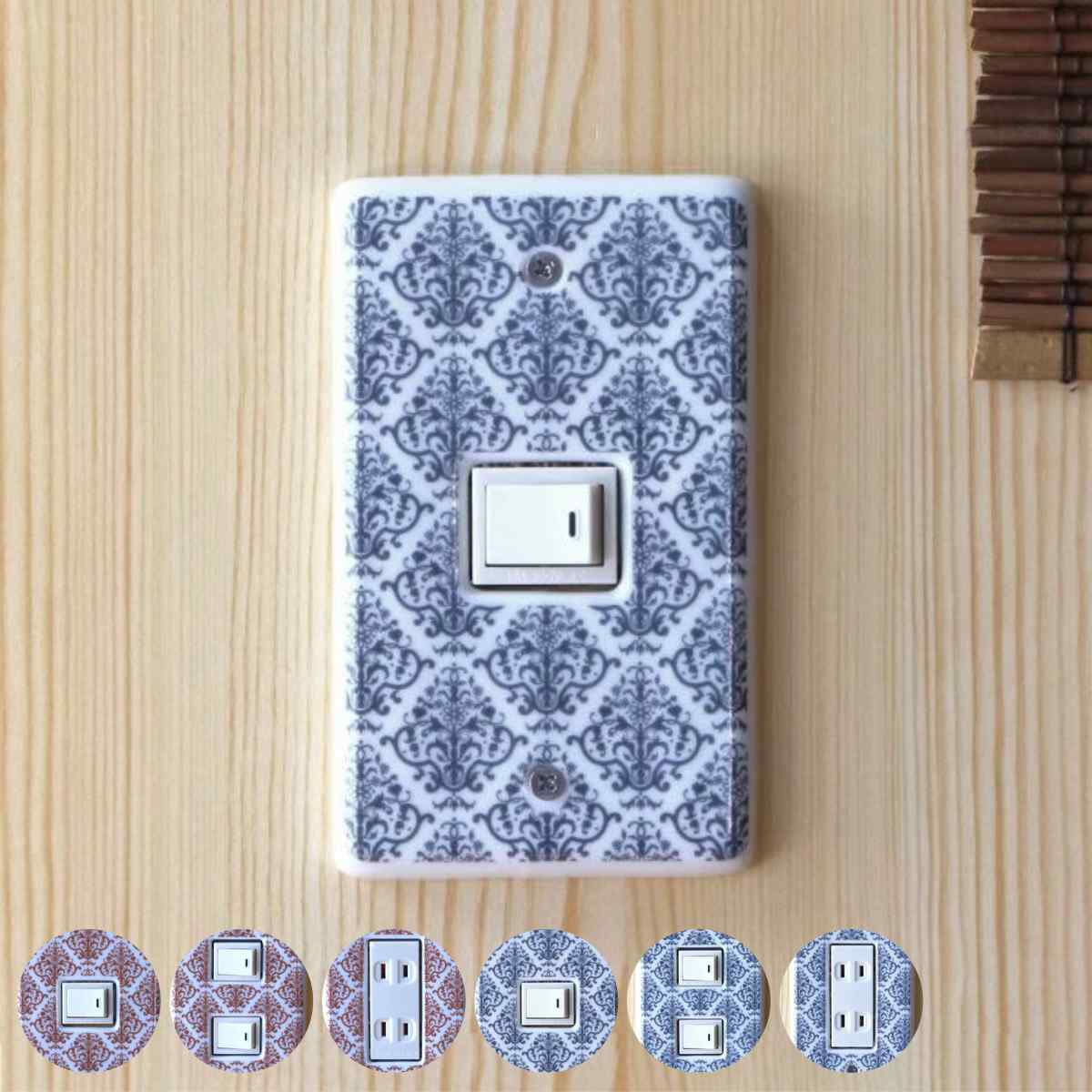 スイッチカバー バゼル スイッチプレート （ 電気スイッチ コンセント カバー プレート DIY 陶器 美濃焼 日本製 ネジ付き 簡単 1口用 2口用 3口用 電気スイッチカバー コンセントカバー ダマスク柄 インテリア 取り付け ）