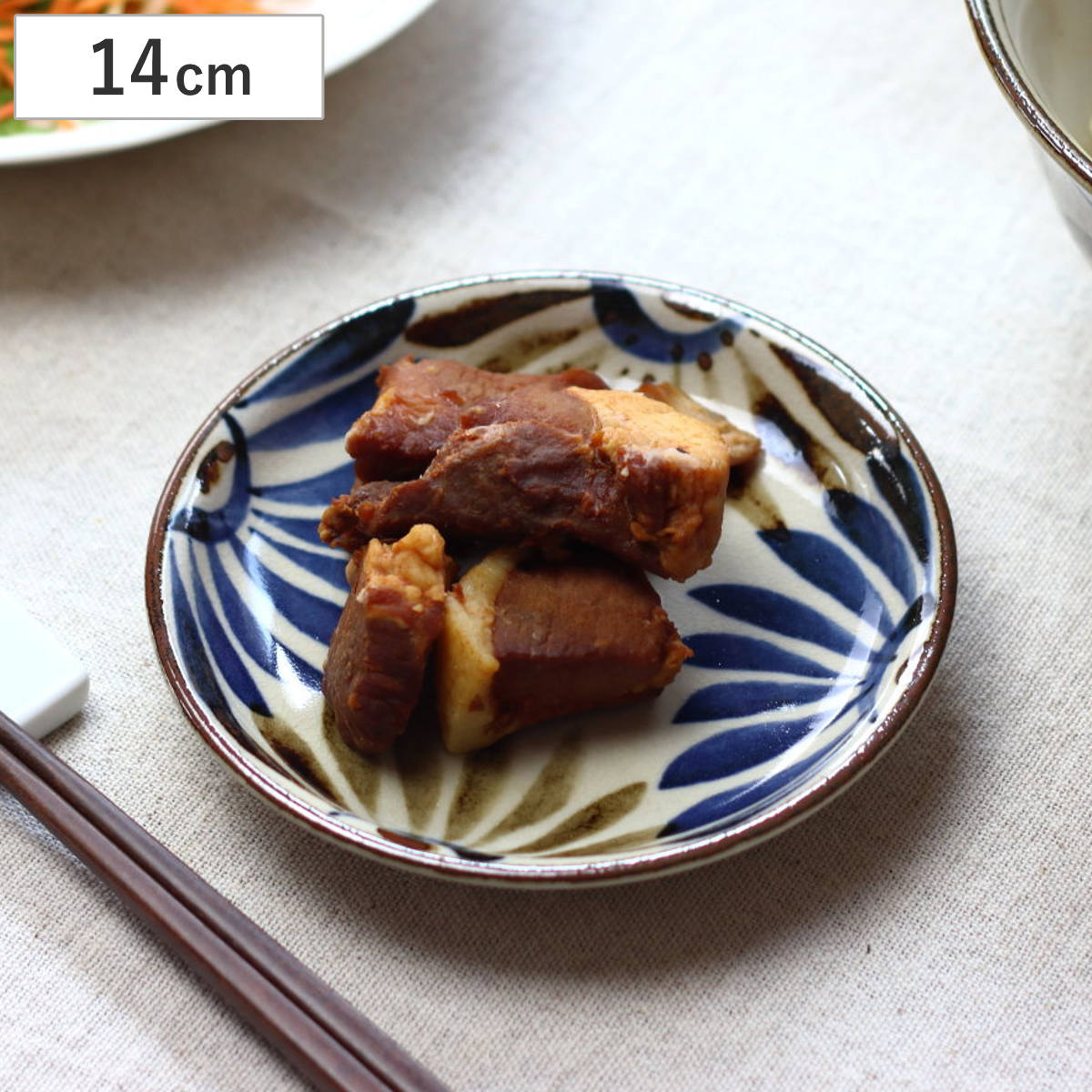 皿 民彩はな絵 渦紋 小皿 14cm 日本製 （ 磁器 美濃焼 プレート お皿 電子レンジ対応 食洗機対応 食器 おしゃれ かわいい 取り皿 菓子皿 ）