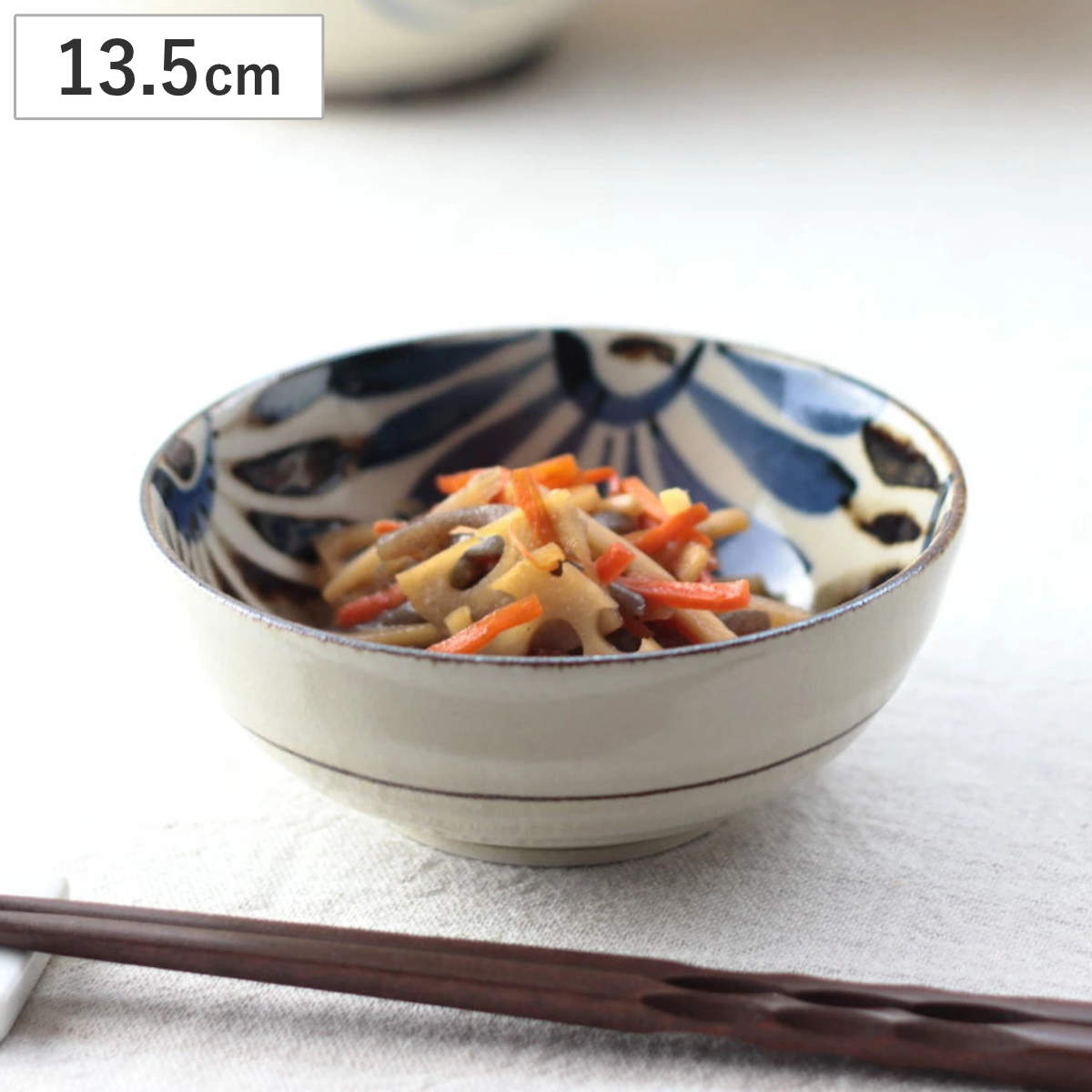 鉢 民彩はな絵 渦紋 中鉢 13.5cm 日本製 （ 磁器 美濃焼 プレート お皿 皿 ボウル 器 うつわ 電子レンジ対応 食洗機対応 食器 おしゃれ かわいい 丼 サラダ 深い ）