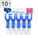 洗濯ばさみ Wバネポールクリップ 10個入 ( 洗濯 ピンチ クリップ プラスチック 10個 洗濯用品 ランドリーグッズ 洗濯バサミ ブルー ホワイト 軽量 )