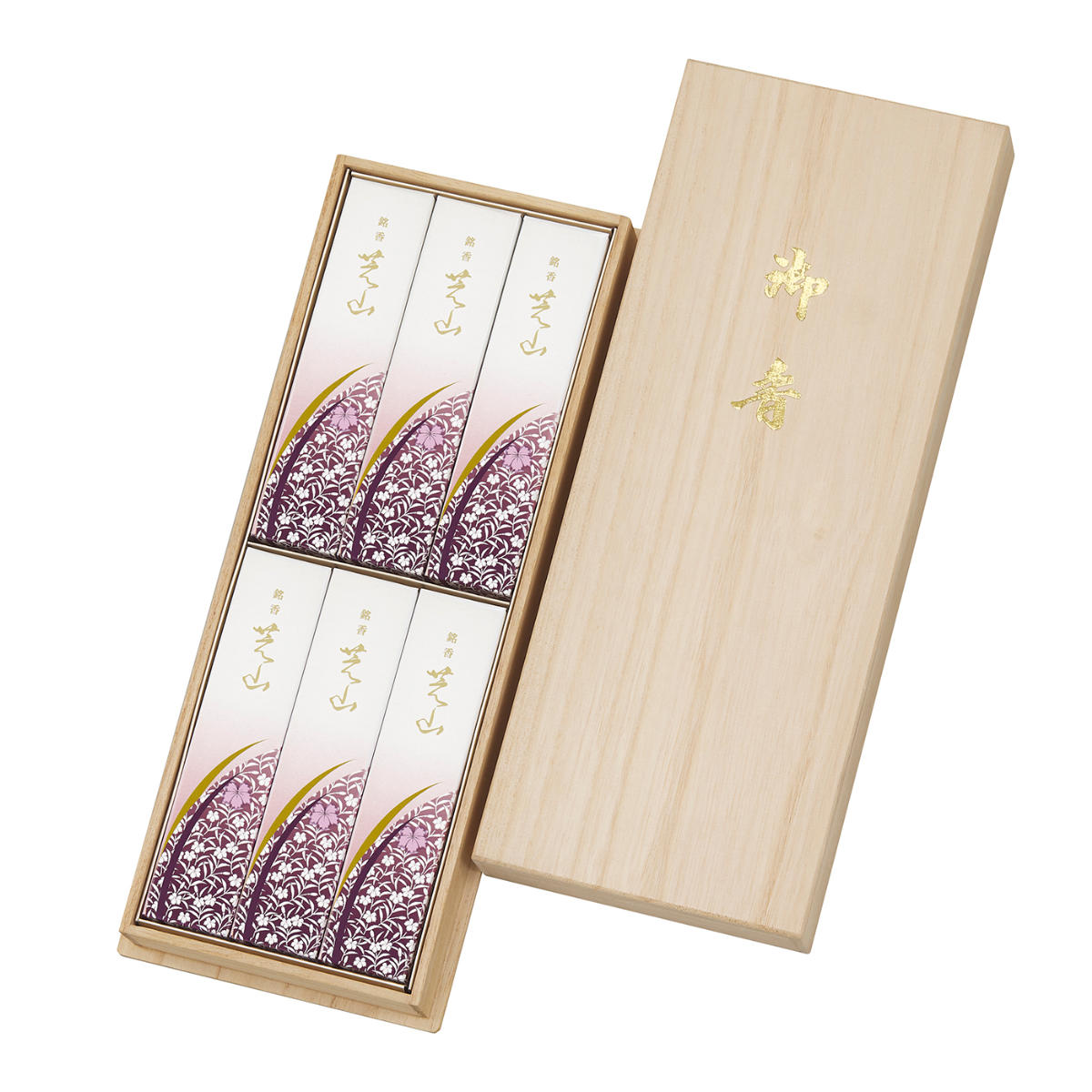 線香 銘香芝山 桐箱6箱入 贈答用 ギフト ( お線香 線香セット 進物線香 進物用 白檀 煙少なめ 喪中見舞い お供え 法事 仏壇 お墓参り 仏前 贈答 箱入...