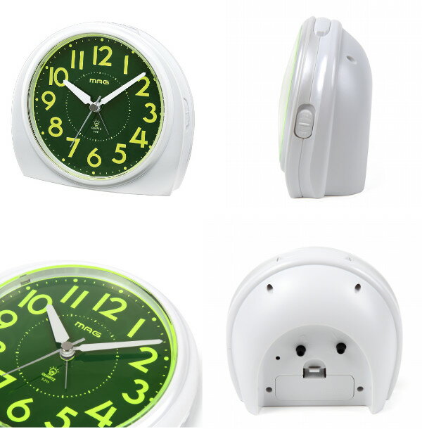 目覚まし時計 あけぼの 置き時計 ライト付き スヌーズ機能 文字板 シンプル ( 時計 置時計 見やすい アナログ 連続秒針 コンパクト 電池式 アラーム アラームクロック )