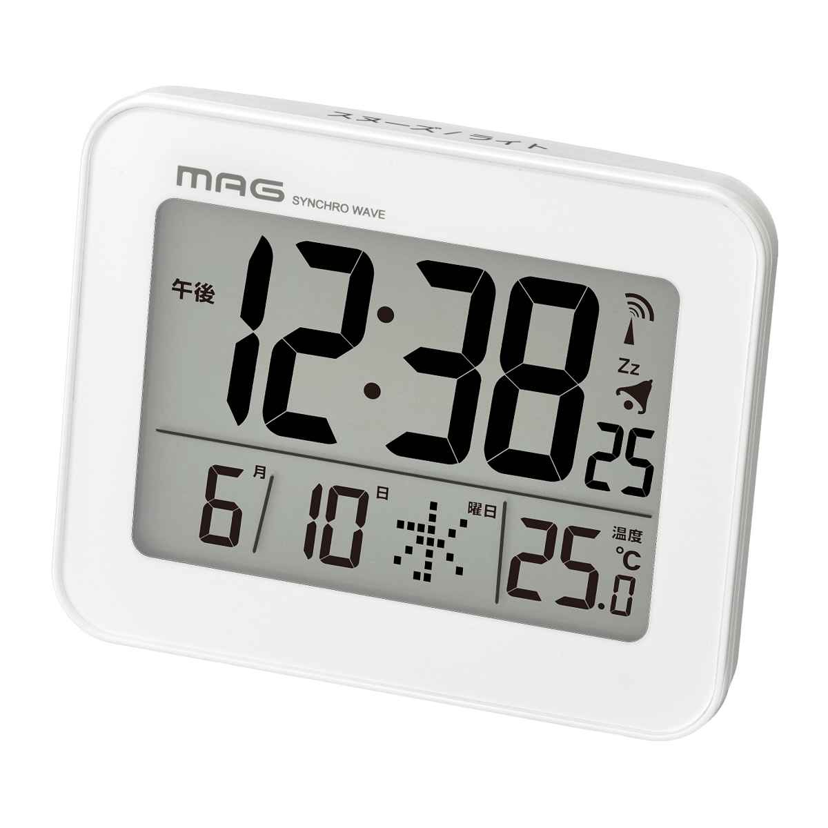 置き時計 時計 MAG 電波 目覚まし ファルマン デジタル （ 電波時計 目覚まし時計 デジタル時計 置き時計 置時計 とけい クロック コンパクト めざまし時計 アラームクロック 温度計 ライト機能 シンプル 赤ちゃん 高齢者 室内環境 ）