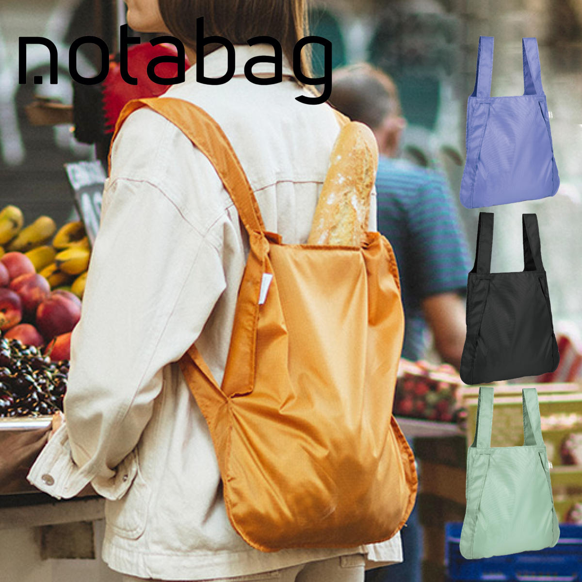 エコバッグ notabag BAG ＆ BACKPACK Recycled （ ノットアバッグ Notabag 折りたたみ 撥水 2way ブランド トート リュック トートバッグ リサイクル素材 鞄 かばん リュックサック コンパクト 肩掛け 軽量 大容量 撥水加工 ）