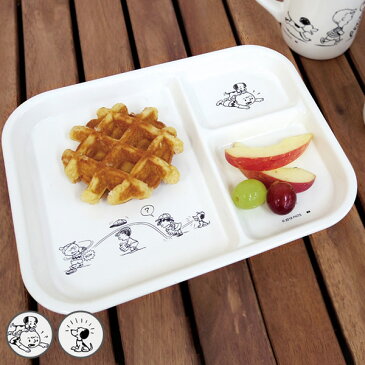 ランチプレート 24cm 50's スヌーピー PEANUTS 皿 食器 陶器 日本製 ( 仕切り皿 白 50年代スヌーピー キャラクター ワンプレート 仕切り SNOOPY 野球 食器 かわいい おしゃれ ホワイト )