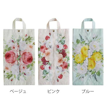 ティッシュカバー ティッシュケース 花柄 ガーデンローズ 布 吊り下げ ( ティッシュ ケース カバー ボックスティッシュ 花 薔薇 バラ 車内 カー用品 ヘッドレスト 女性 大人 エレガント 目隠し スリム )