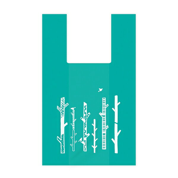 レジ袋 34x21cm マチ12cm 厚さ 0.015mm プラスプラスカラー 取っ手付き 20枚入り グリーン トリ （ ポリ袋 手提げ 買い物袋 20枚 マチ付き 柄 取っ手 手提げ袋 買い物 袋 バッグ 持ち帰り 手さげ 小分け袋 持ち手付き かわいい ）