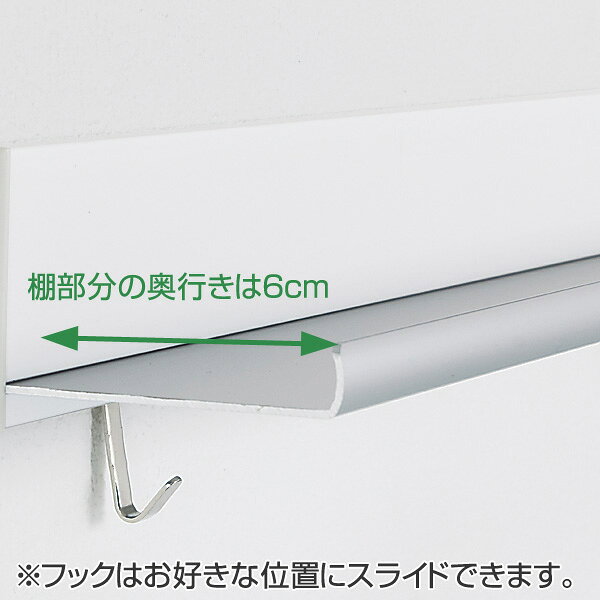 ラインシェルフ 飾り棚 フック付 幅40cm ディスプレイ棚 （ ウォールシェルフ 壁面...