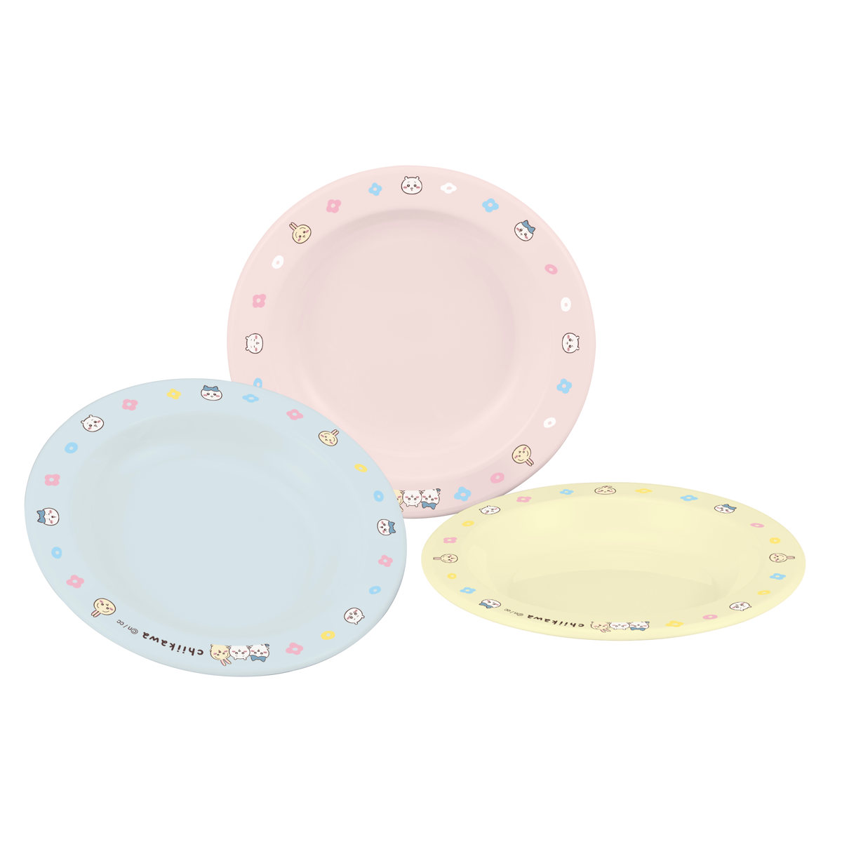 접시 애니메이션 치이카와 작은 접시 3장 세트 (14.7cm 플라스틱 플레이트 일본제 가벼운 경량 깨지기 어려운 귀여운 캐릭터 치이카와)