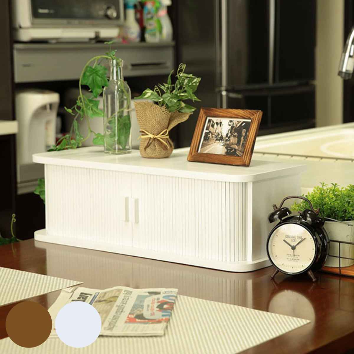 カウンター上収納 ジャバラ式キッチンカウンター上収納庫 幅60cm （ 調味料ラック キッチン収納 スパイ..