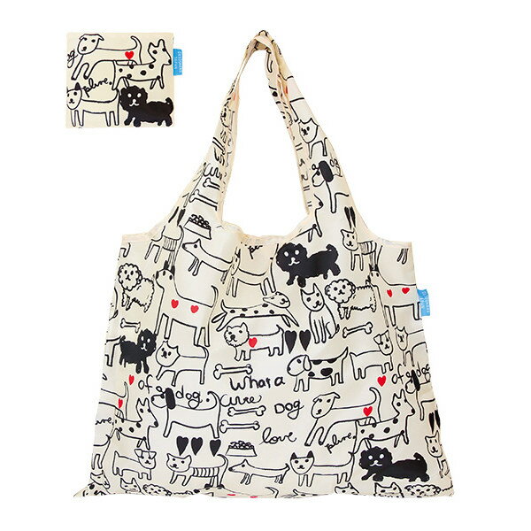 エコバッグ 2way Shopping Bag モノトーンドッグ デザイナーズ （ ショッピングバッグ 買い物バッグ マ..