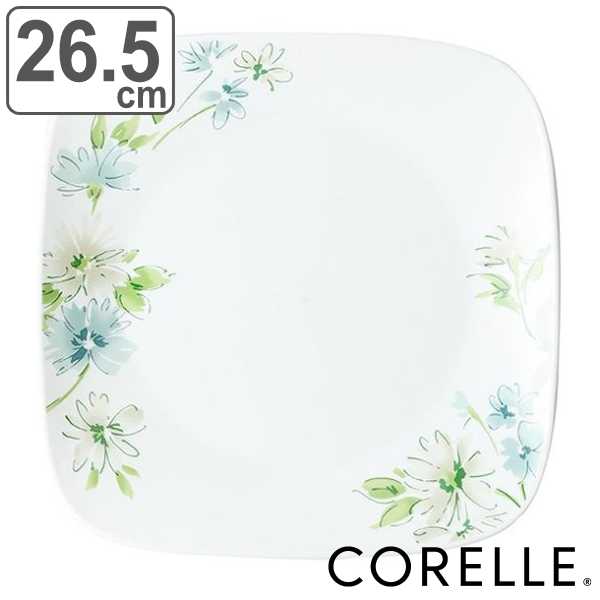 プレート 26.5cm スクエア コレール CORELLE フェアリーフローラ （ 食洗機対応 電子レンジ対応 オーブン対応 お皿 白 大皿 角皿 盛皿 耐熱 白い食器 平皿 パスタ皿 メイン おかず ワンプレート 花柄 洋食器 おしゃれ ）のサムネイル